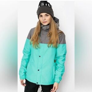 Volcom Women's Bolt Jacket Snow Bird Ski Snowboarding Teal Green, hooded, snow S